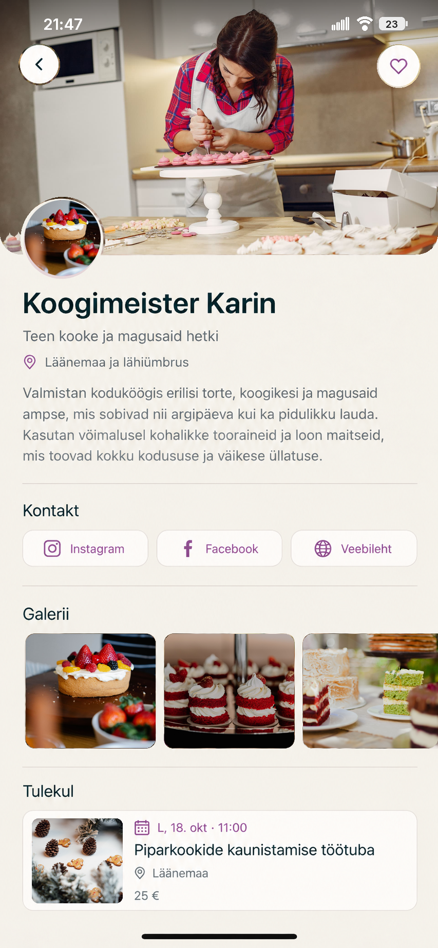 Профиль мастера Koogimeister Karin в приложении SIIN